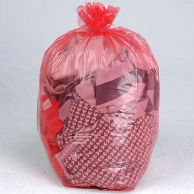 गर्म पानी में घुलनशील लाँड्री बैग 660 मिमी x 840 मिमी, पीवीए प्लास्टिक मेडिकल लाँड्री बैग लाल टाई के साथ