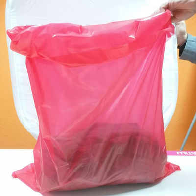 मेडिकल / अस्पताल के लिए लाल डिस्पोजेबल प्लास्टिक पानी घुलनशील कपड़े धोने का बैग